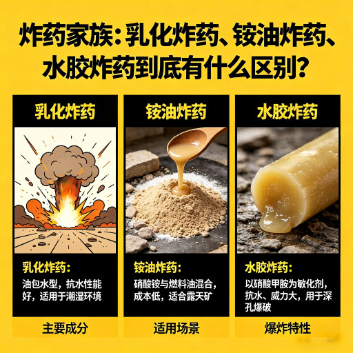 修武炸药家族：乳化炸药、铵油炸药、水胶炸药到底有什么区别？